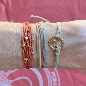 NWOT Pura Vida Surf Waves Bracelet Set, Orange Gold Blue Green